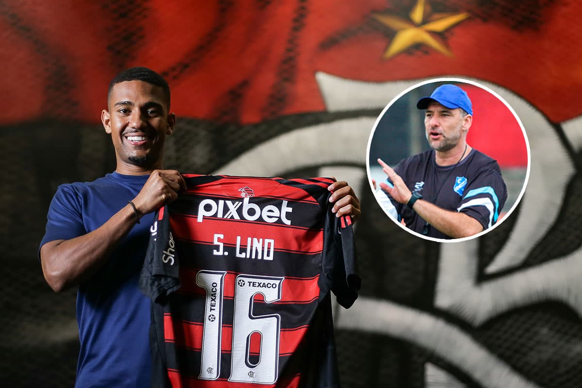 Montagem de Samuel Lino ao lado do técnico Wilson Júnior