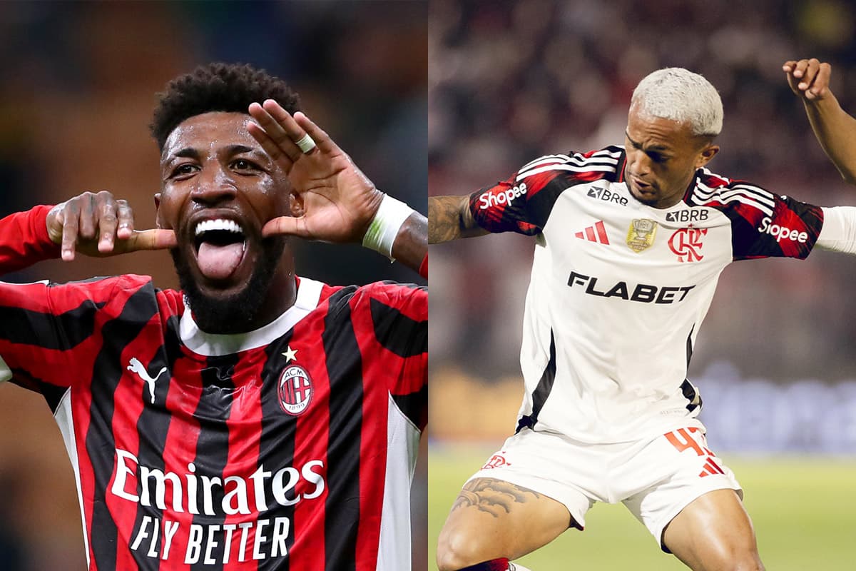 Montagem com Emerson Royal, do Milan, e Wesley, do Flamengo