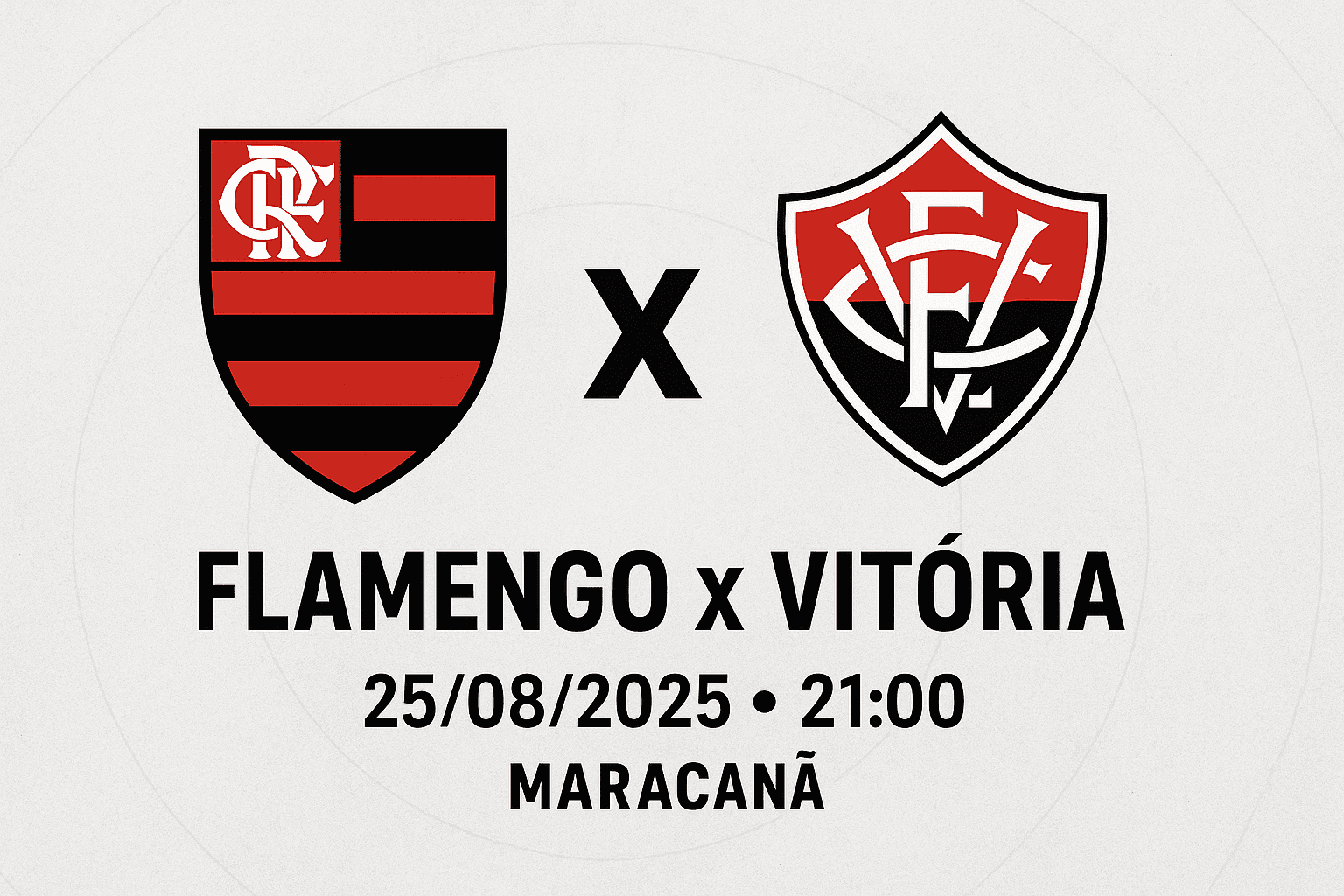 magem com Flamengo e Vitória representando confronto pela 21ª rodada