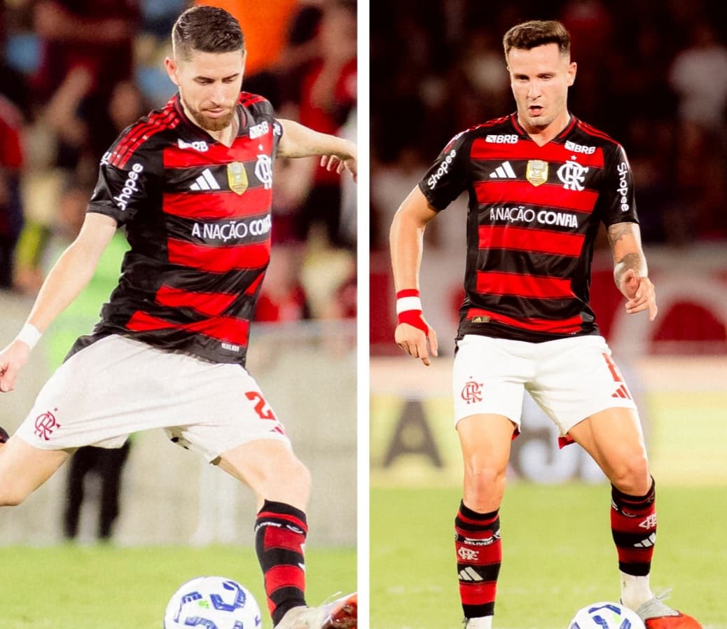 Jorginho e Saúl com bola em Flamengo x Vitória