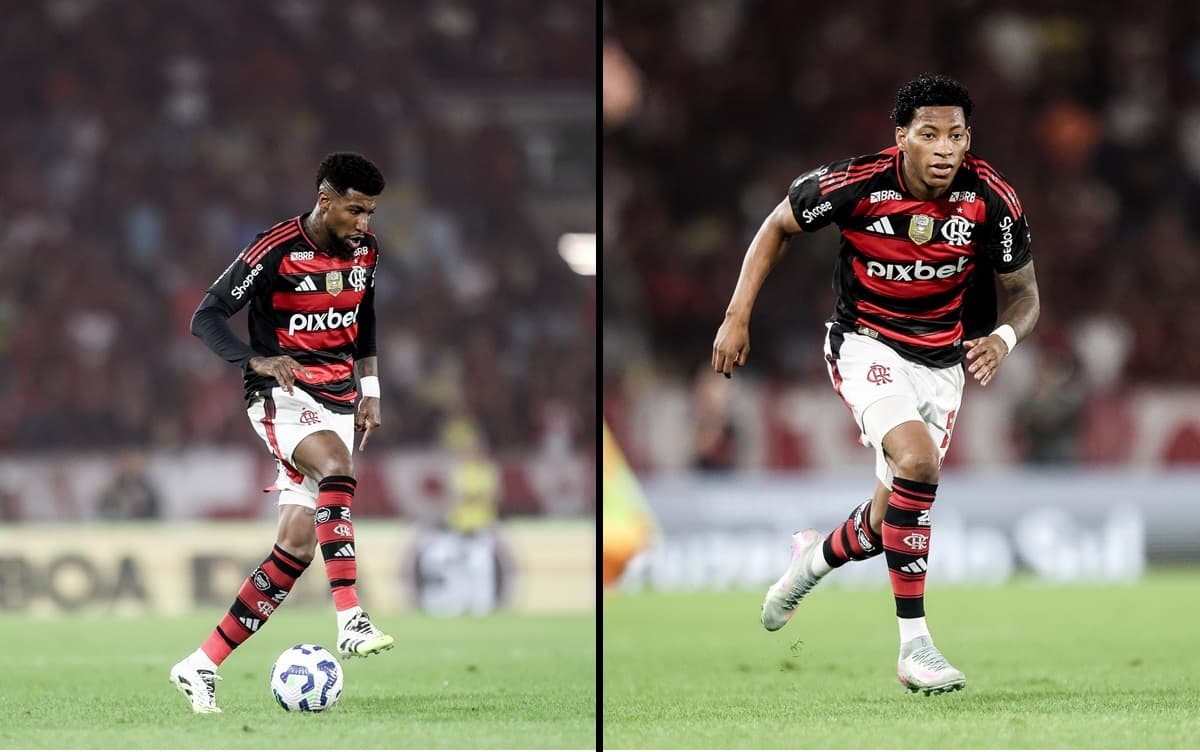 Emerson Royal e Gonzalo Plata em ação contra o Mirassol