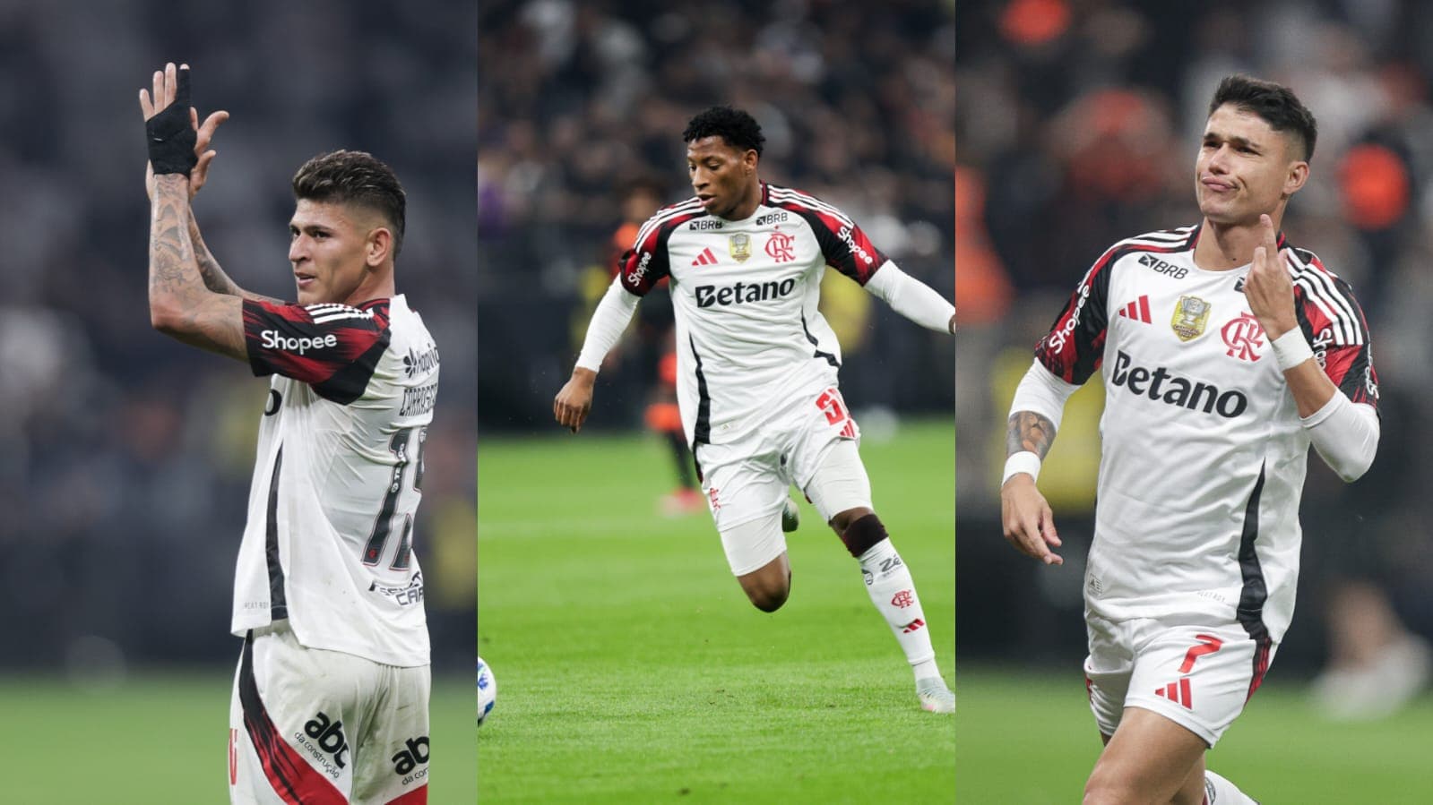 Carrascal, Plata e Luiz Araújo em ação pelo Flamengo