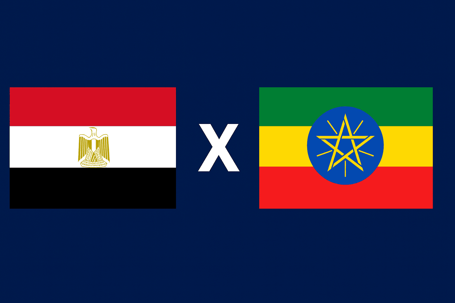 Fundo azul padrão e bandeiras de Egito e Etiópia