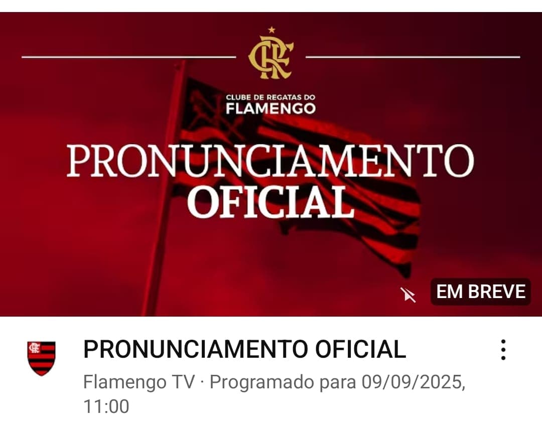Print do YouTube do Flamengo