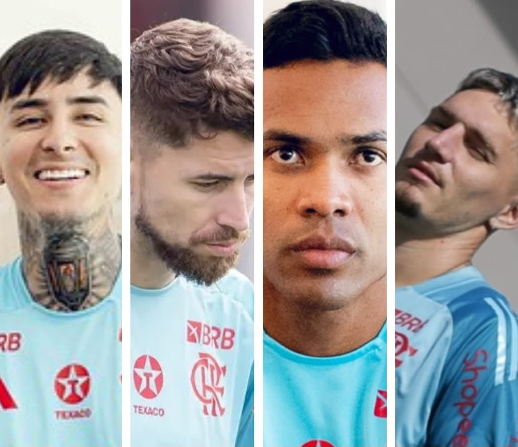 Pulgar, Alex Sandro, Jorginho e Varela treinando no Flamengo