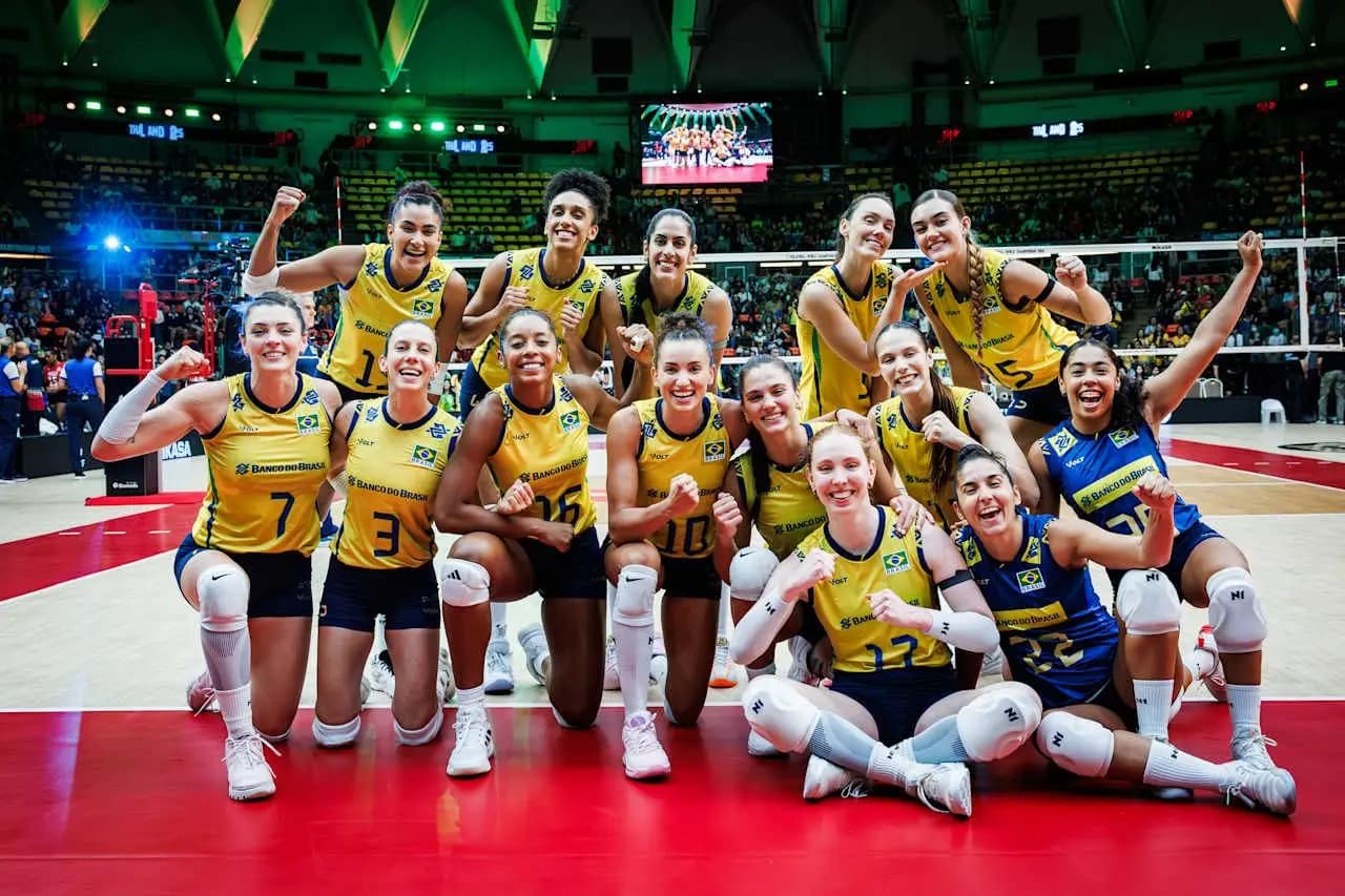 Seleção Brasileira de Vôlei após vitória no Mundial