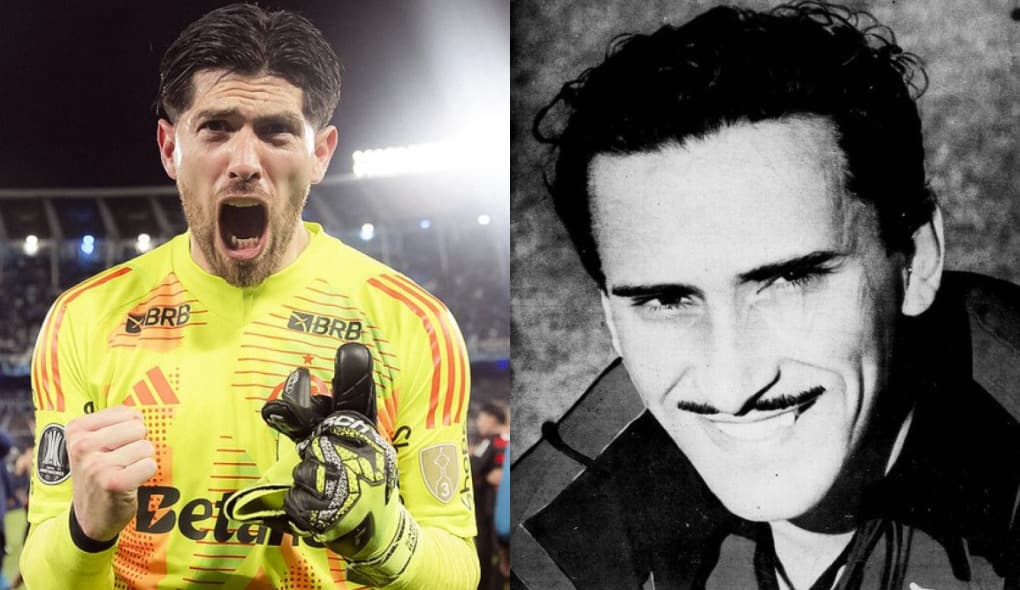 Agustín Rossi (esquerda), comemora classificação do Flamengo à final da Libertadores; e Agustín Valido (direita)