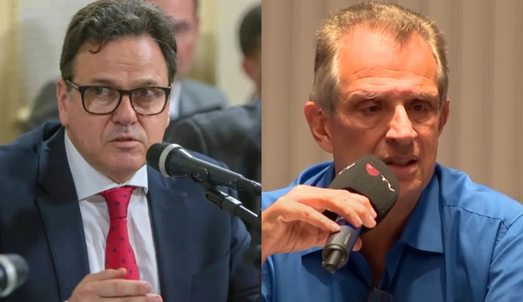 Dunshee (esquerda) e Bap (direita) falam em microfones