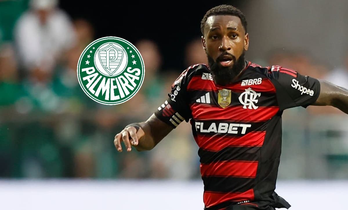 Gerson em jogo pelo Flamengo contra o Palmeiras no Allianz Parque