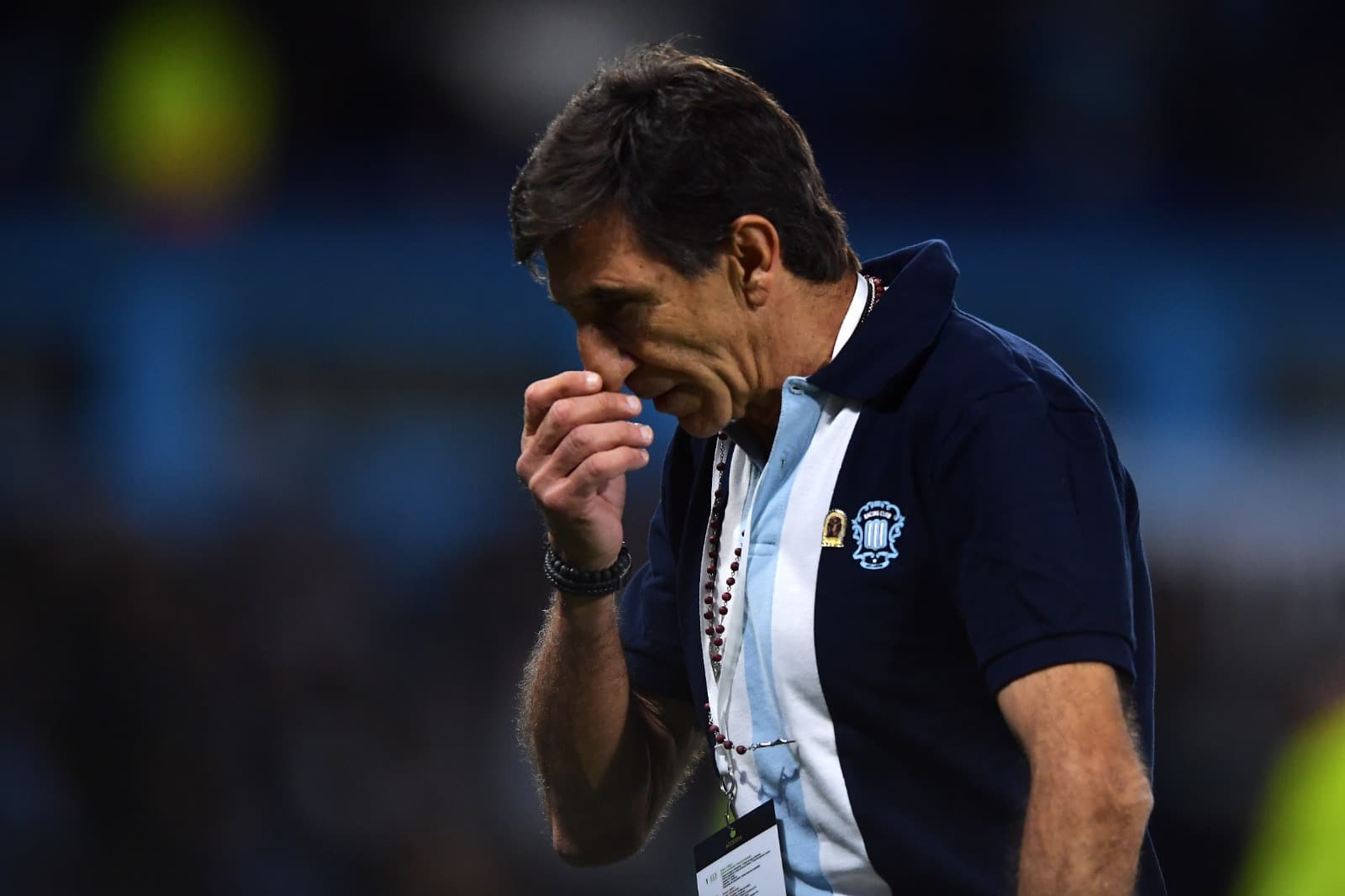 Gustavo Costas, técnico do Racing lamenta durante jogo contra o Flamengo na Libertadores