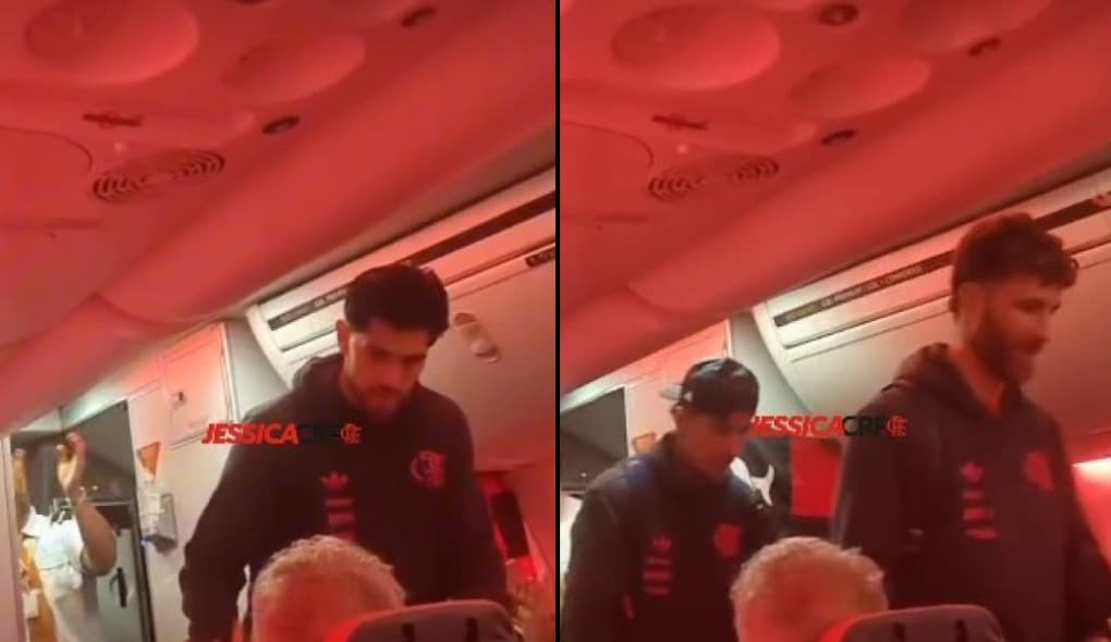 Rossi, Léo Pereira e elenco aplaudidos no avião de volta para o Brasil após classificação na Libertadores contra o Racing