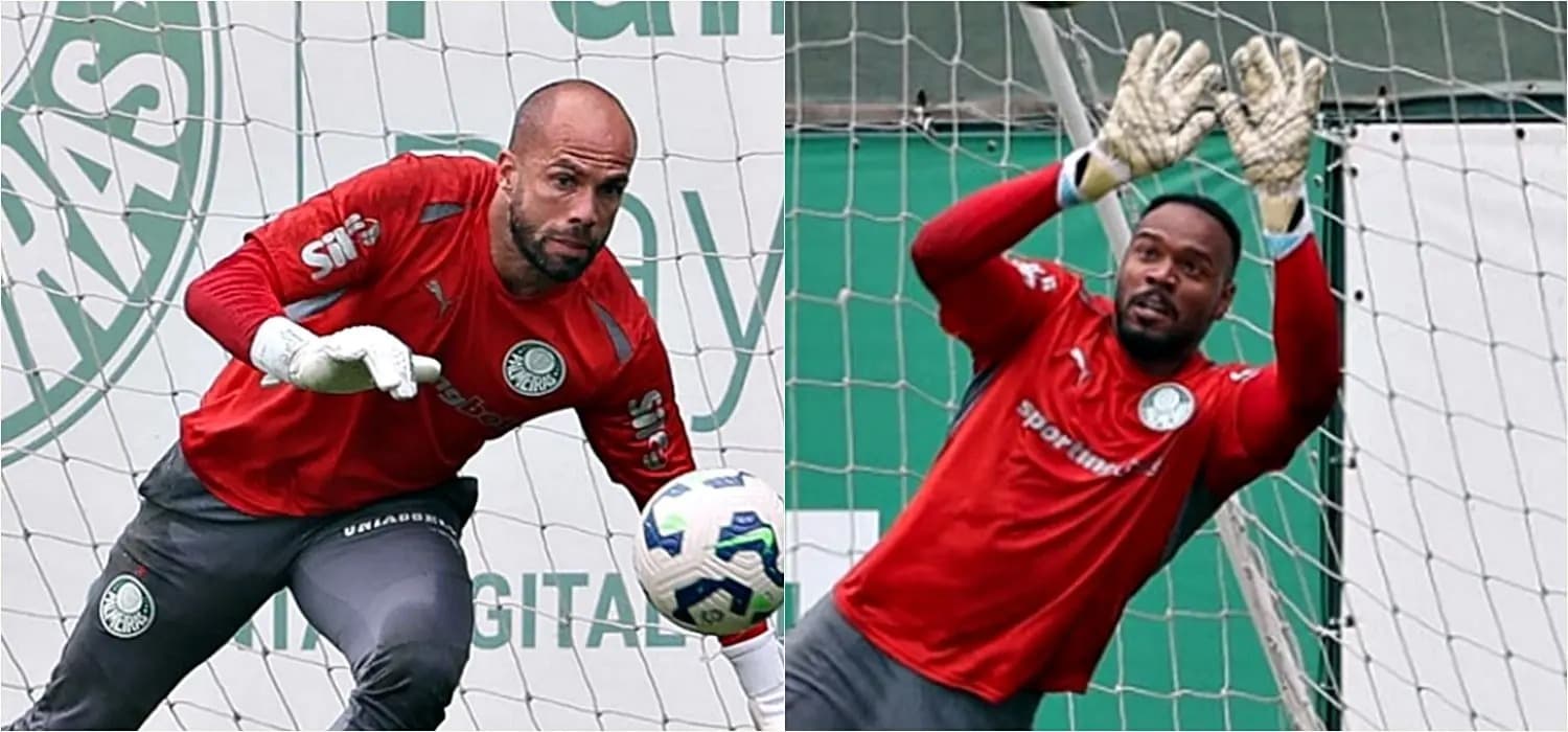 Lomba e Carlos Miguel em treino do Palmeiras