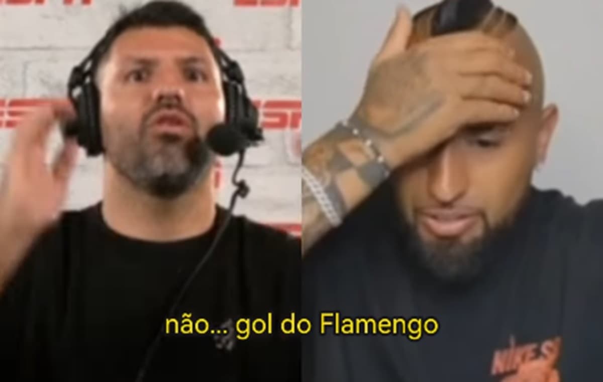 Aguero e Vidal acompanhando Flamengo x Racing na Libertadores