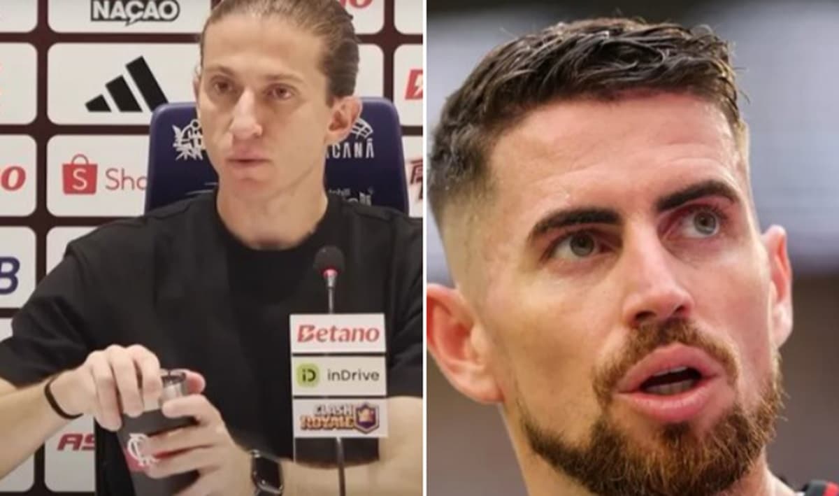 Filipe Luís em coletiva; Jorginho em jogo do Flamengo
