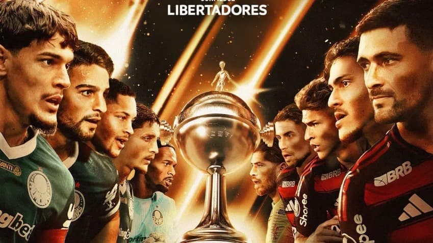 Pôster da final da Libertadores entre Palmeiras e Flamengo