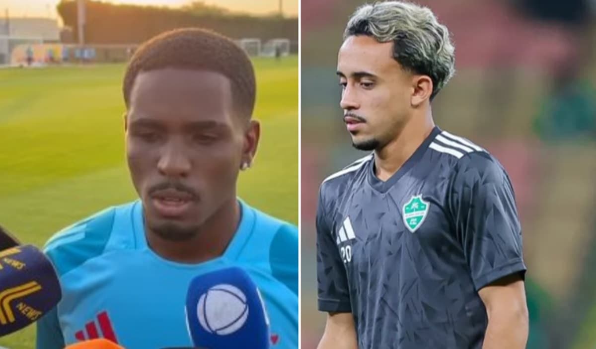 Evertton Araújo em entrevista em Doha, no Catar; Matheus Gonçalves