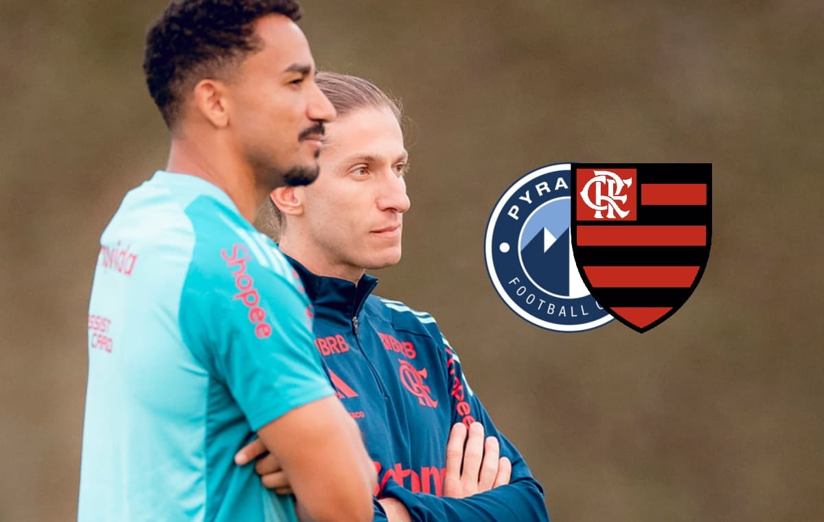 Filipe Luís em treino antes de Flamengo e Pyramids