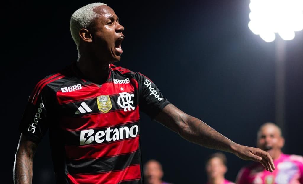 Wallace Yan comemora gol do Flamengo no empate com o Mirassol