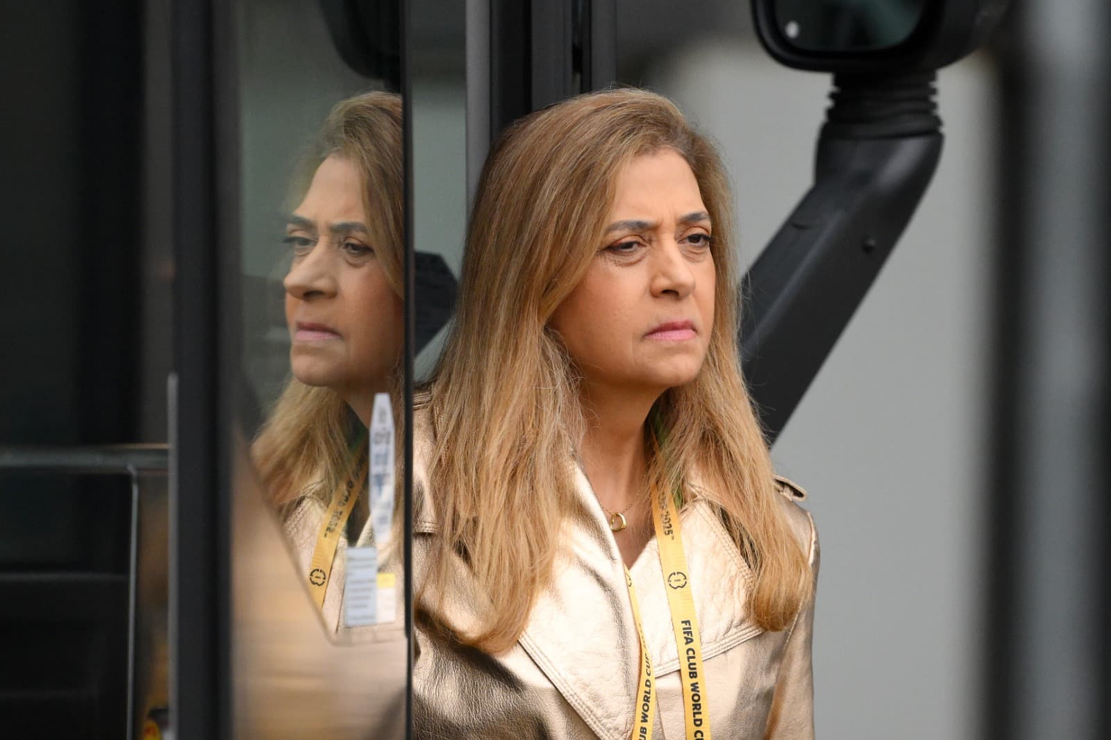 Leila Mejdalani Pereira, presidente do Palmeiras, chega ao estádio antes da partida do Grupo A do Mundial de Clubes da FIFA 2025 entre SE Palmeiras e FC Porto, no MetLife Stadium, em 15 de junho de 2025, em East Rutherford, Nova Jersey.