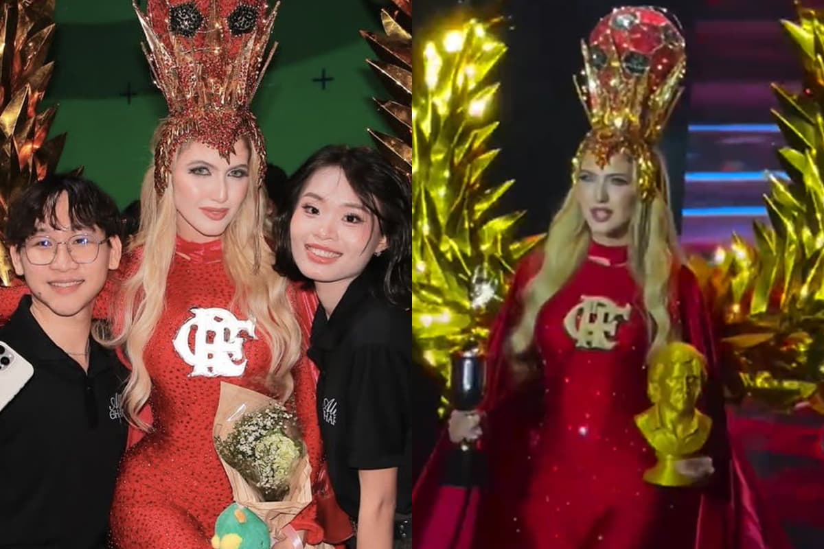 Miss brasileira Maiara Braga durante desfile no Vietnã