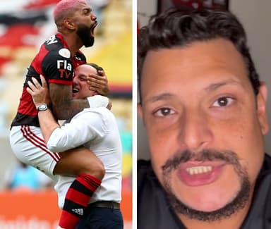 Gabigol com Rogério Ceni e assessor do Flamengo