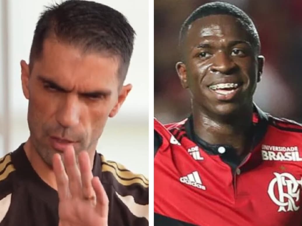 Montagem com Alfredo Almeida e Vini Jr no Flamengo