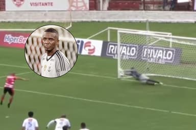 Foto de Andrew durante jogo do Flamengo e frame de defesa de Andrey Ventura, pelo Osasco