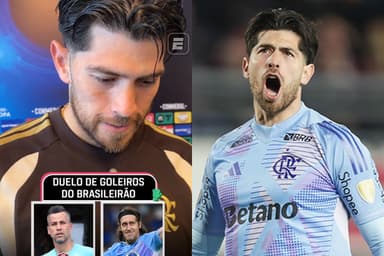 Rossi com a camisa do Flamengo e durante vídeo da ESPN