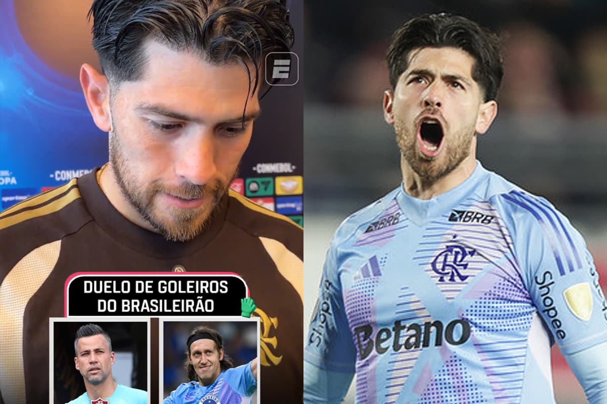 Rossi com a camisa do Flamengo e durante vídeo da ESPN