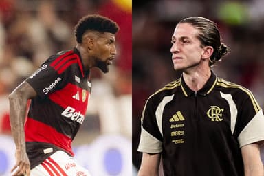 Royal e Filipe Luís durante Botafogo x Flamengo pelo Campeonato Carioca