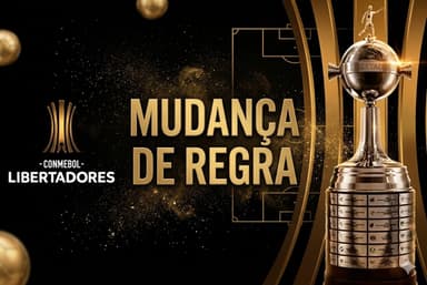 Logo e troféu da Libertadores + texto "mudança de regra"
