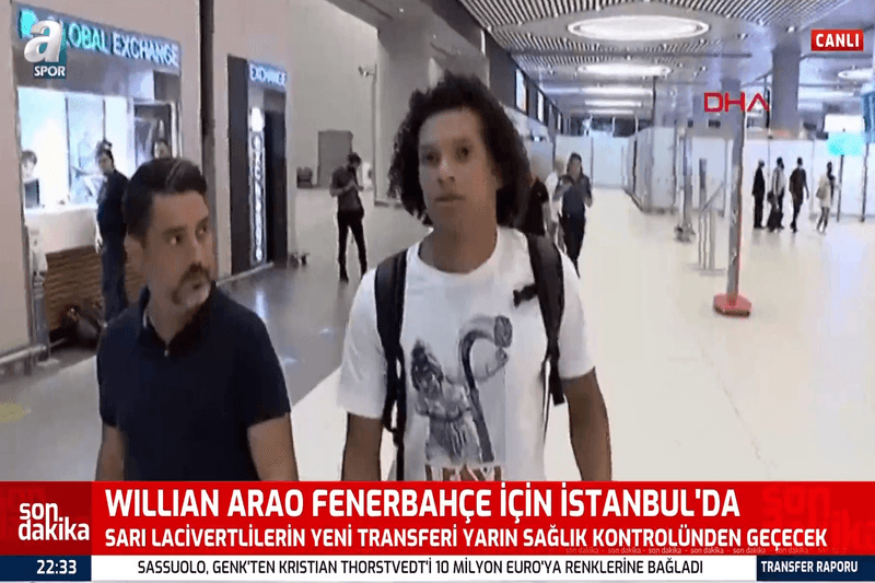 Acertado com o Fenerbarce de Jorge Jesus Willian Arao desembarca na Turquia