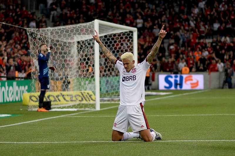 Eleito o craque do jogo, Pedro decidiu a partida com um golaço. Foto: Divulgação / Flamengo