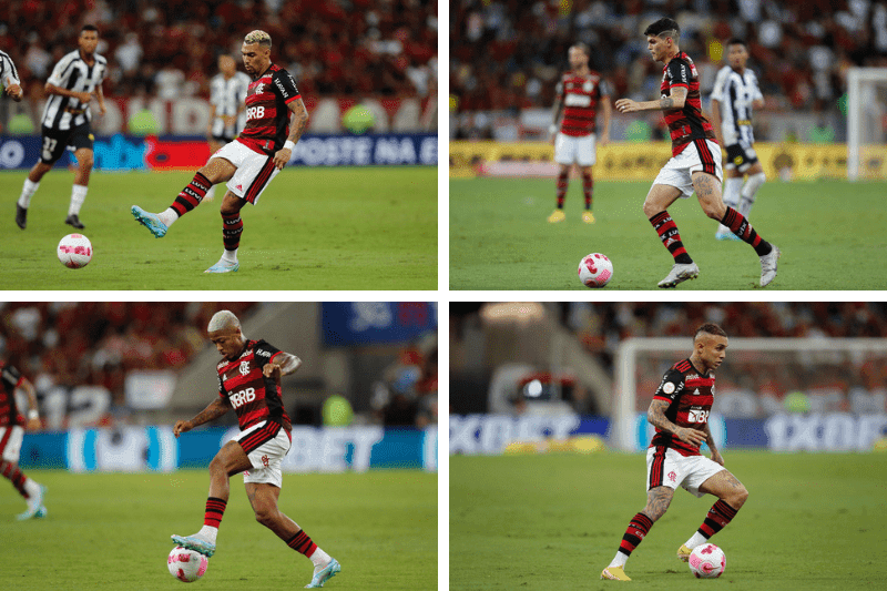 Em mosaico, Matheuzinho, Ayrton Lucas, Marinho e Everton Cebolinha