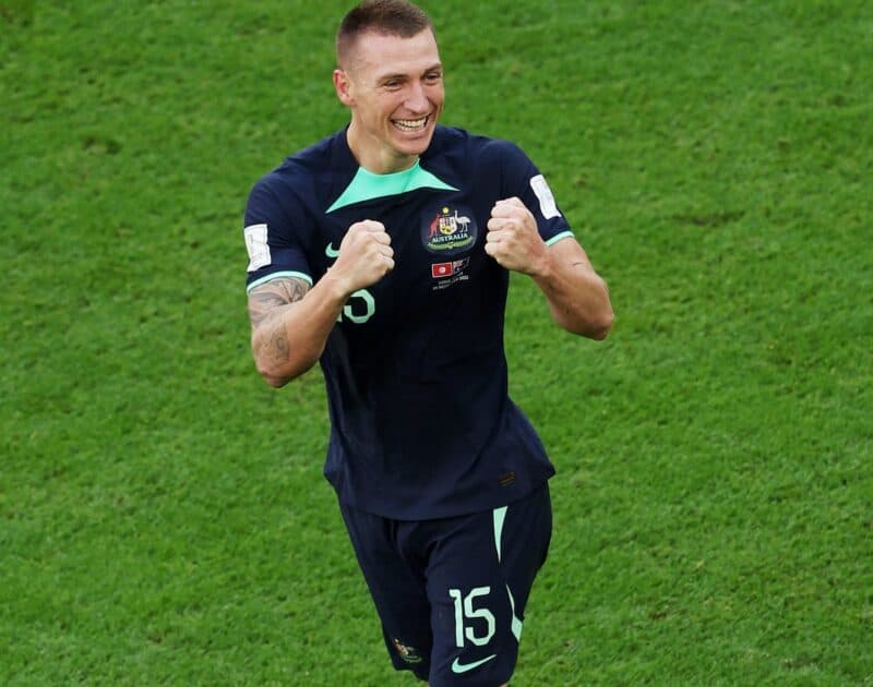 Duke comemora gol pela Austrália na Copa do Mundo