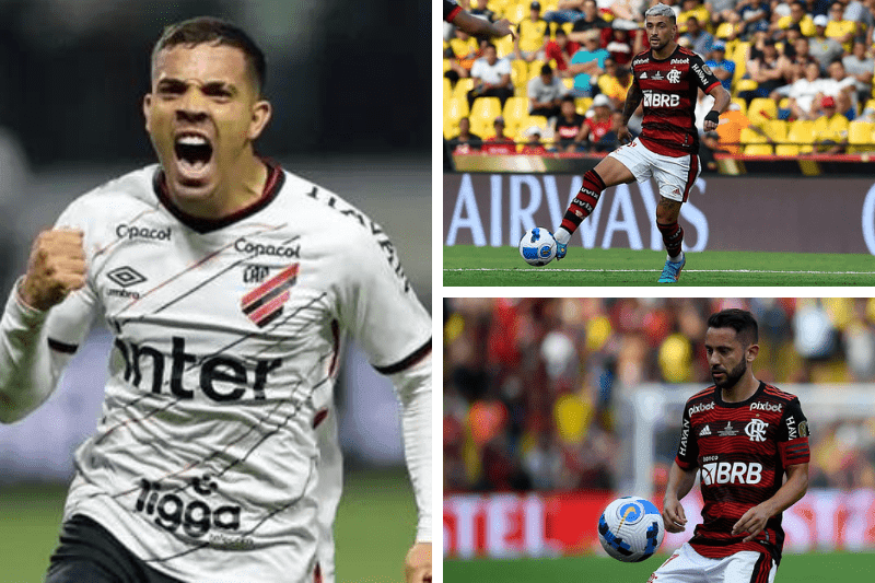 Em mosaico: Terans a esquerda, Arrascaeta e Everton Ribeiro a direita
