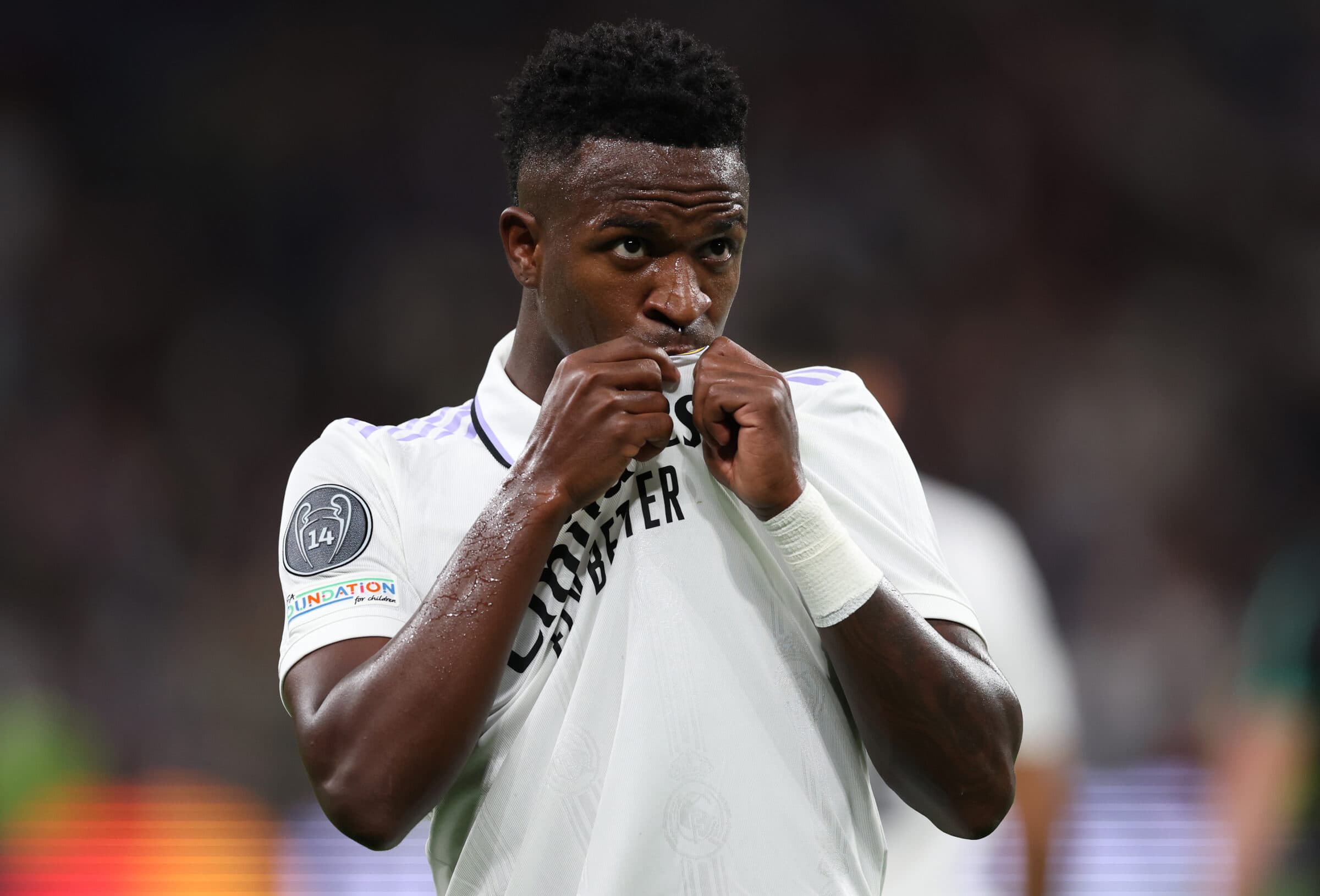 Vinícius Júnior comemora gol pelo Real Madrid