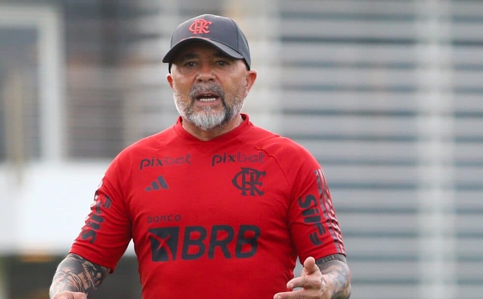 jorge sampaoli no ninho do urubu flamengo