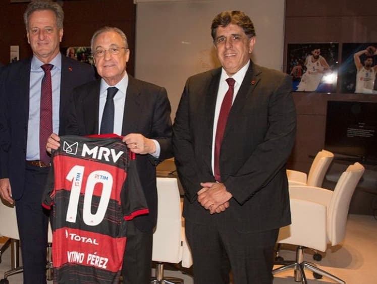 Antiga visita de Maurício Gomes de Mattos ao Real Madrid, em 2020; dirigente acompanhou Rodolfo Landim