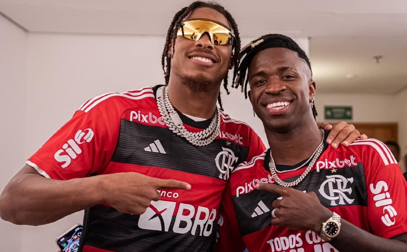 Justin Jefferson assistiu jogo do Flamengo no Maracanã com Vinícius Júnior