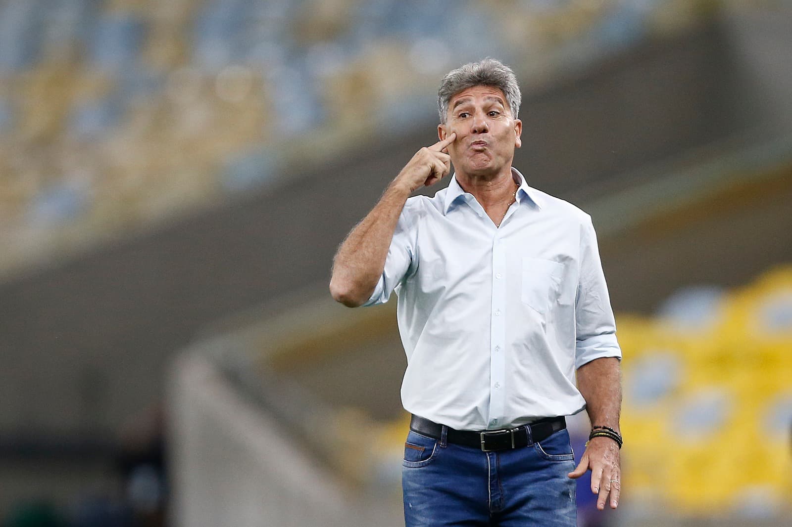 Renato Gaúcho, técnico do Flamengo de Andreas Pereira, reage durante partida entre Flamengo e Atlético Mineiro pelo Brasileirão 2021