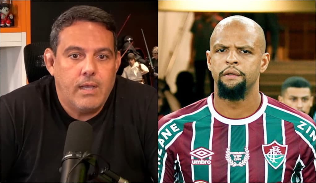 Cacau Cotta, à esquerda, chamou Felipe Melo, volante do Fluminense à direita, de covarde e frouxo por tentativa de agressão a Pedro no Fla x Flu