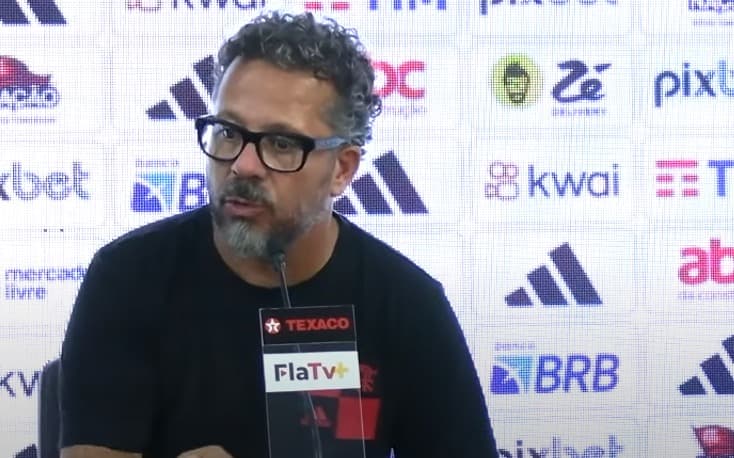 Cléber Xavier fala em coletiva após vitória do Flamengo sobre Atlético-GO