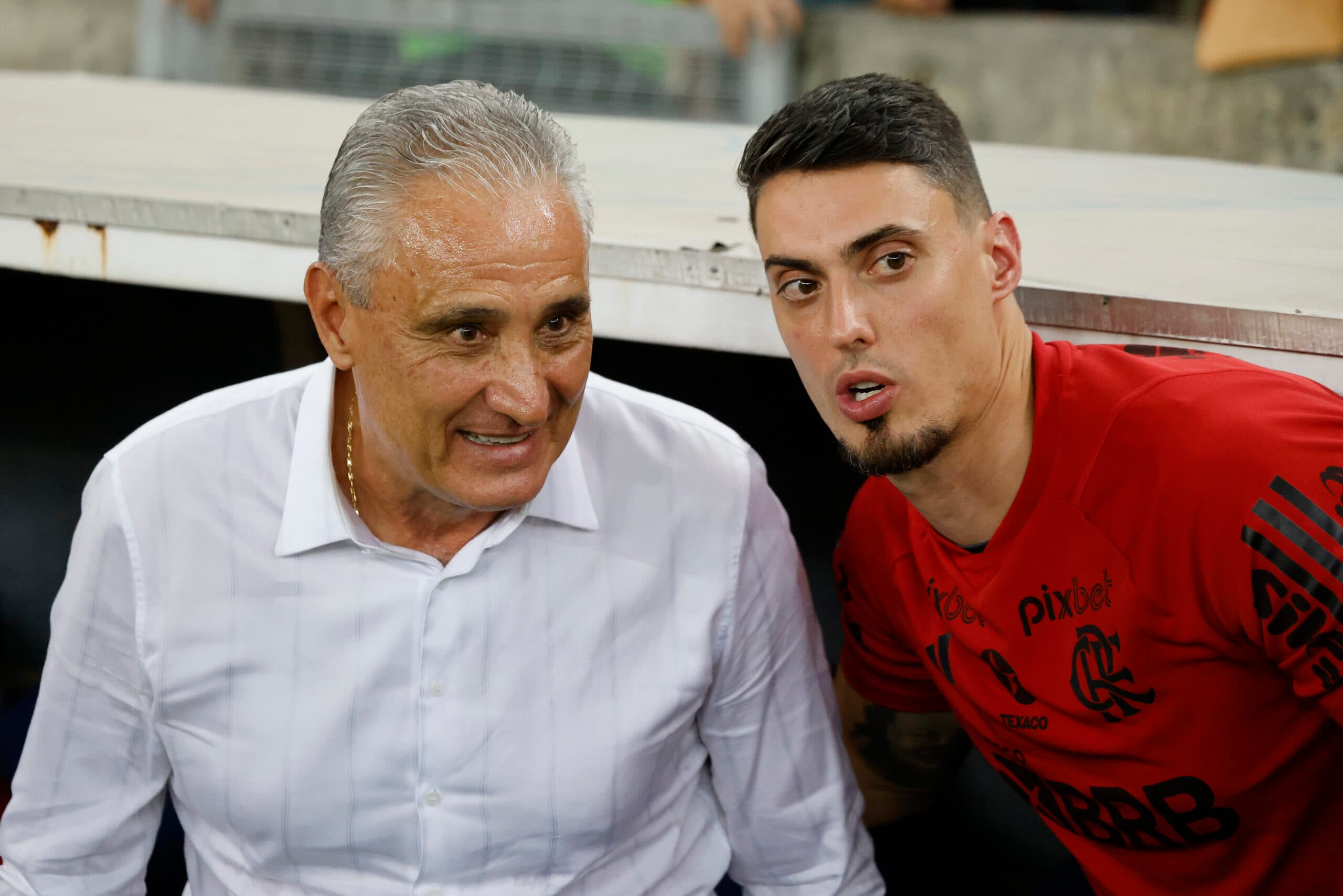 matheus bachi ao lado de tite em jogo do flamengo; filho do treinador falou sobre demissão