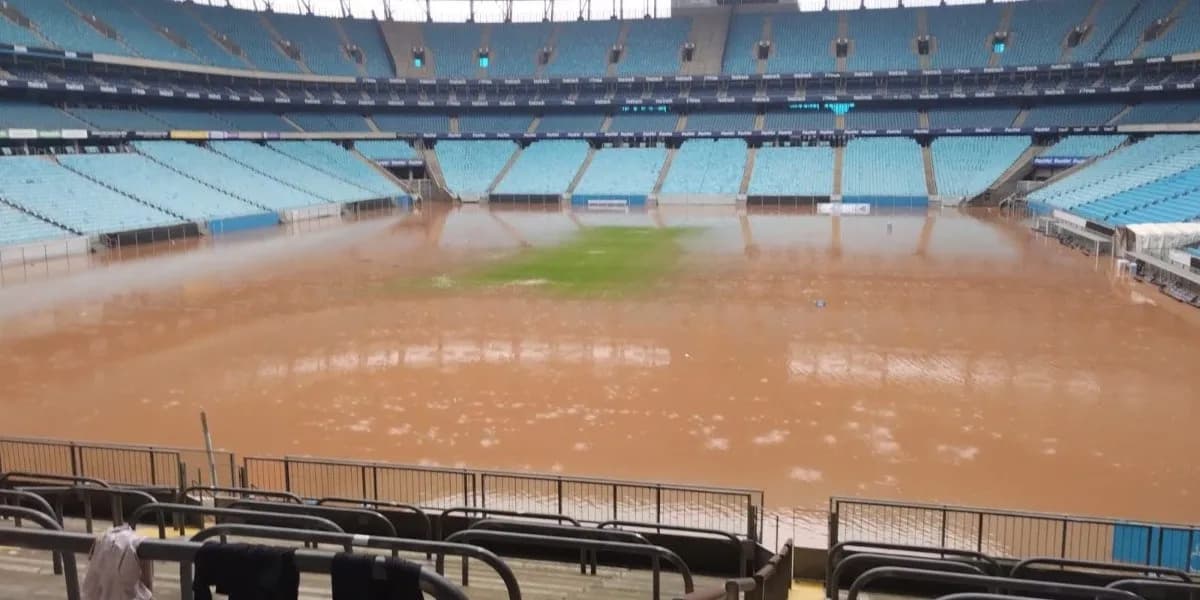 Arena do Grêmio no RS onde o Flamengo já jogou. Esposas dos jogadores ajudaram em campanhas de doações para as vítimnas das chuvas no sul
