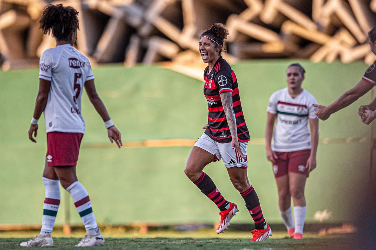Cristiane, do Flamengo, durante jogo contra p Fluminense
