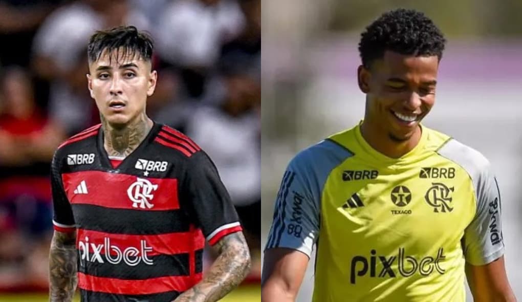 Pulgar e Carlinhos no Flamengo; dupla pode ser novidade no time titular contra o Atlético-MG