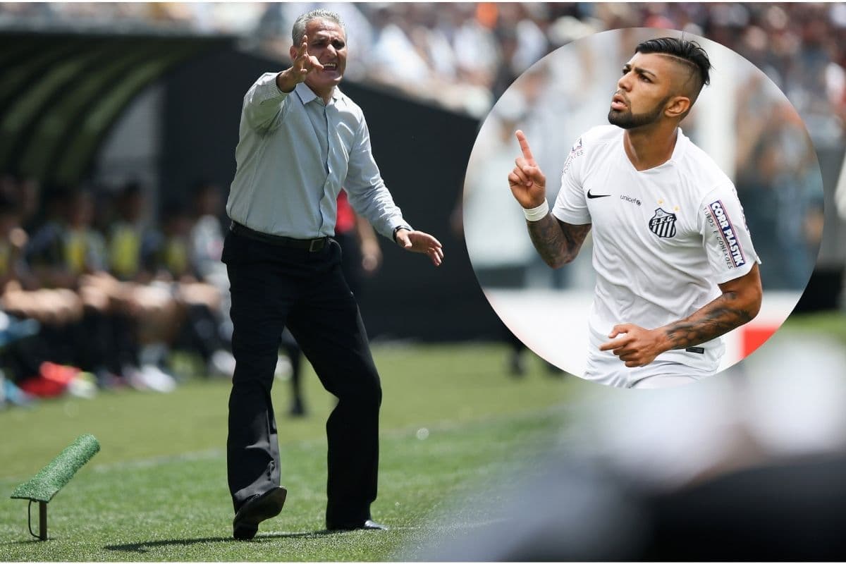 Tite esbraveja na beira do campo e Gabigol comemora gol por Corinthians e Santos no ano de 2015