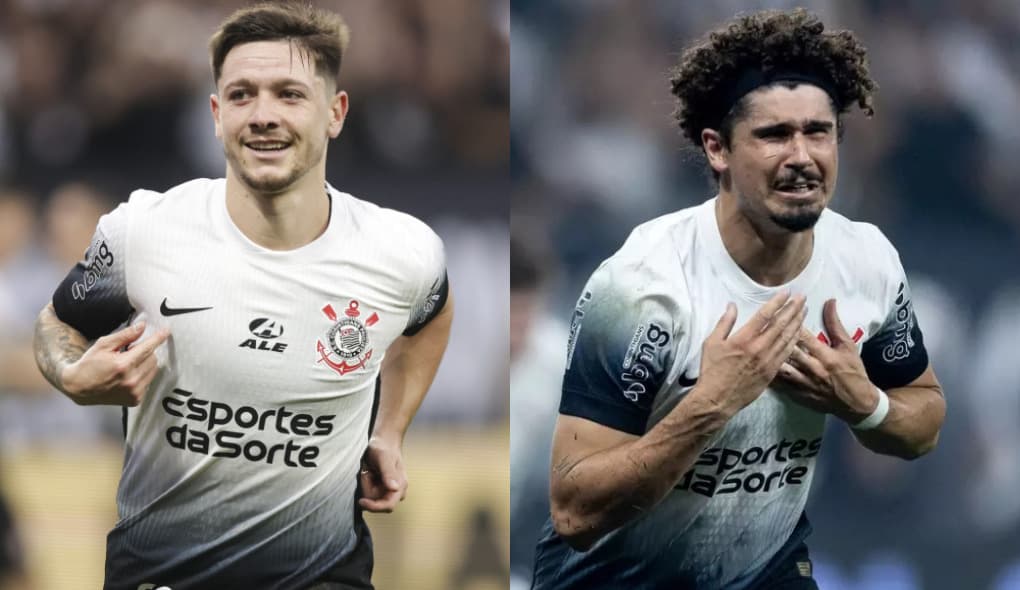 Rodrigo Garro e André Ramalho em jogos do Corinthians. ambos podem perder volta de semifinal contra o Flamengo