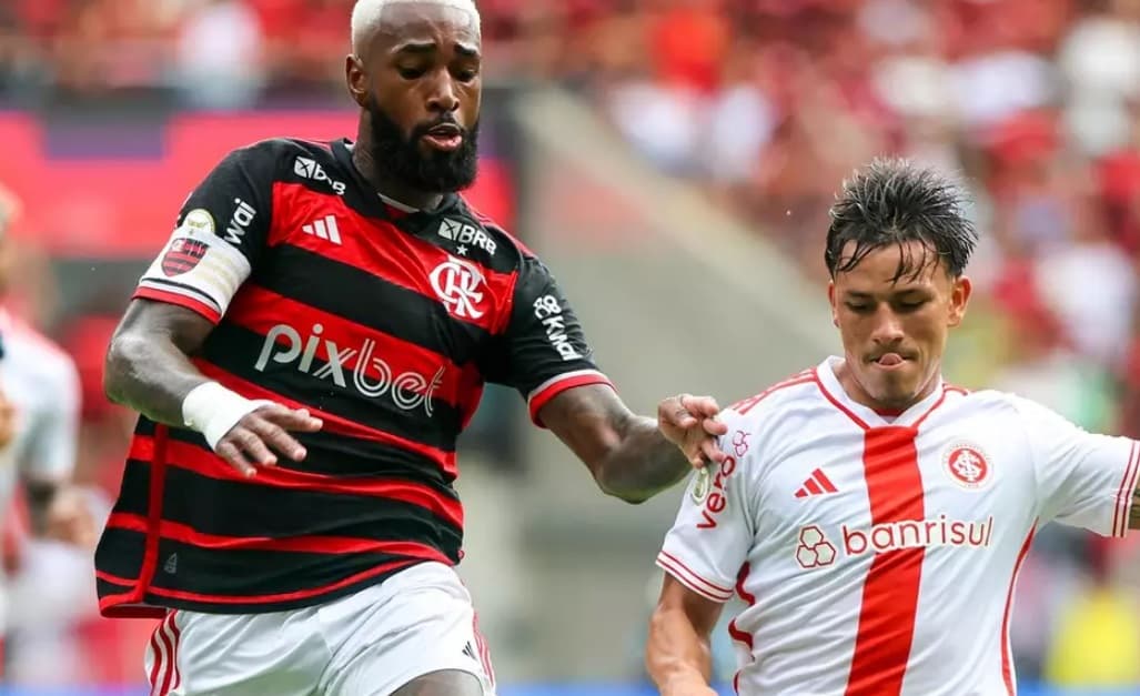 disputa de gerson em jogo do flamengo contra o internacional